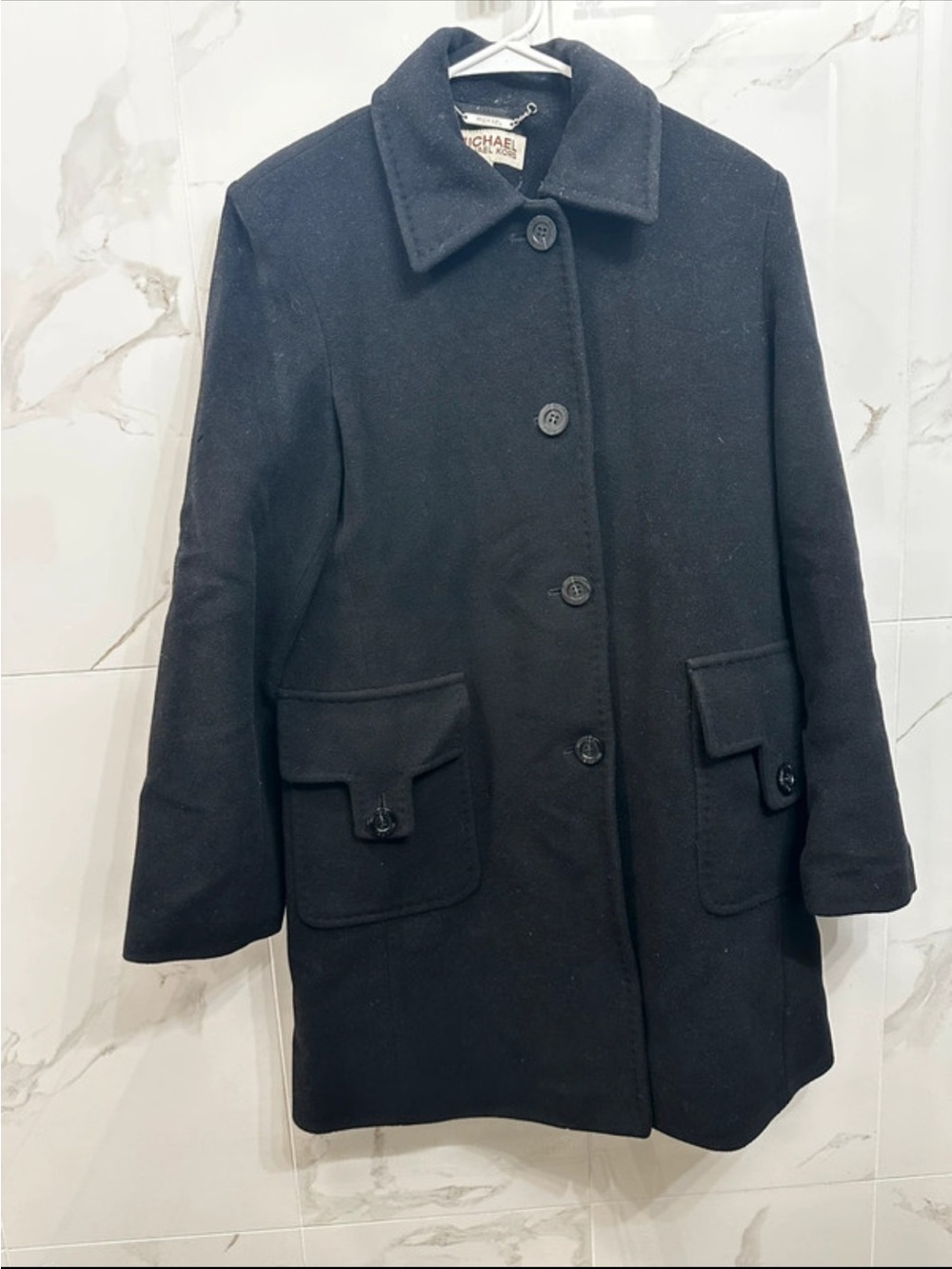 Michael Kors Black Wool-Blend Button Coat
